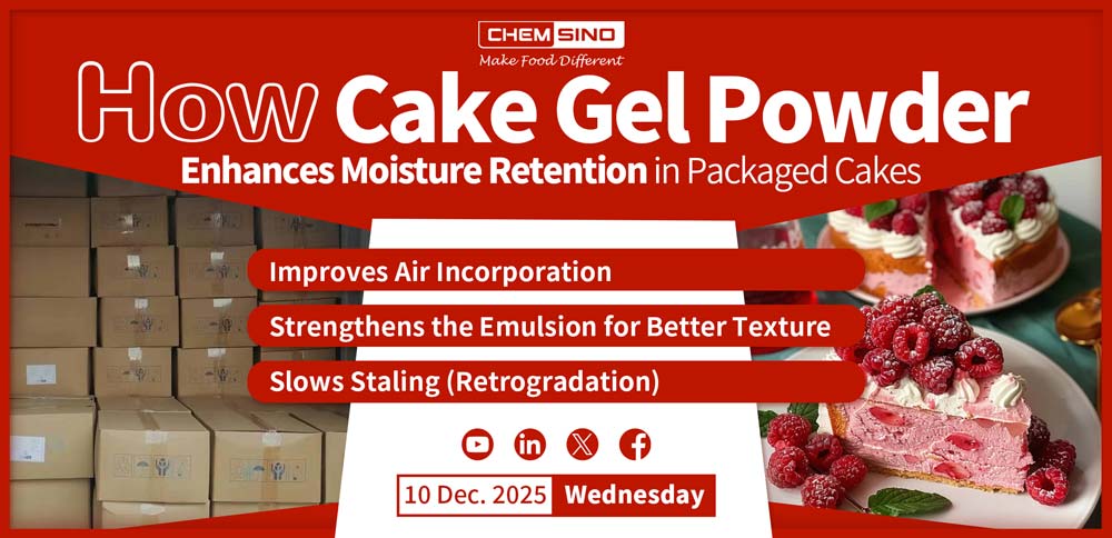 ケーキジェルパウダーが包装されたケーキの水分保持力を高める仕組み